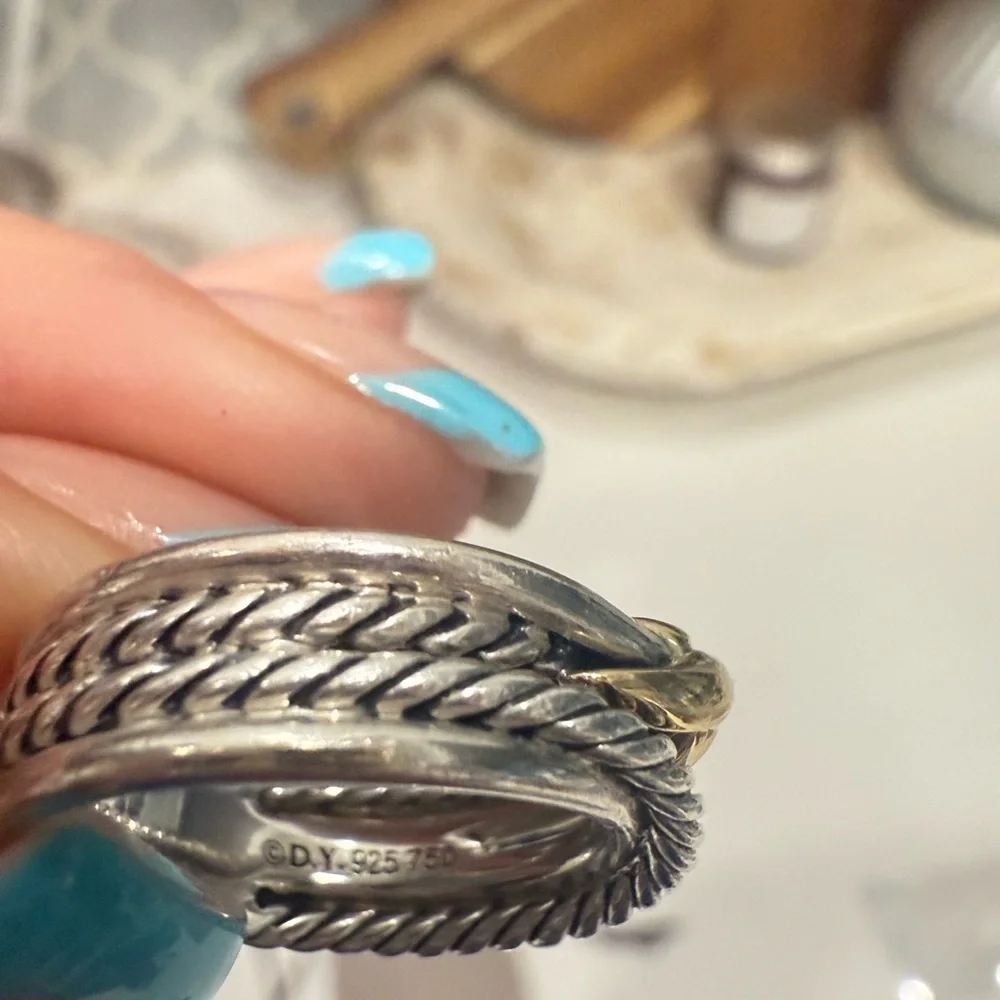 David Yurman Silver and Gold Ring X Crossover Size 5 - Picture 7 of 12